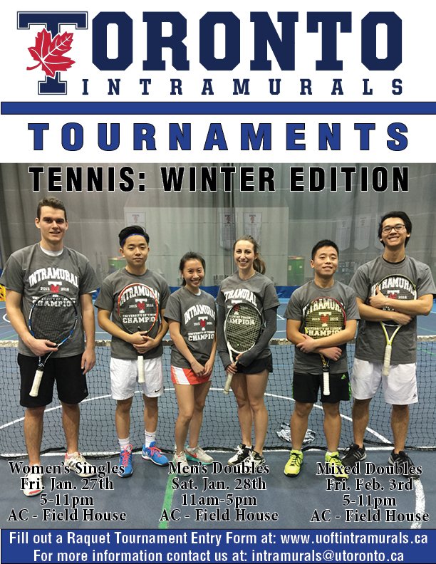 Tennis Tournament Doubles coming Jan 27 &amp; 28. Register at the AC front desk. Jan 27th &amp; Jan 28th. Come all and have some fun.