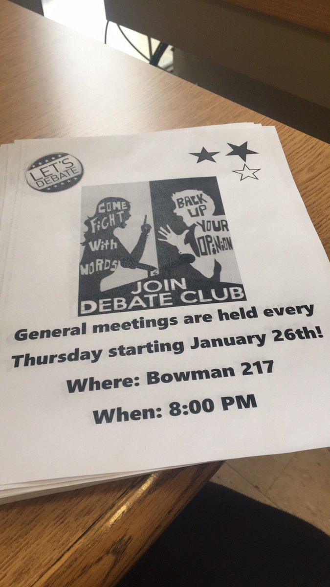 MCLADebateClub's tweet photo. Don't miss our first meeting of the semester this Thursday night at 8:00 PM! https://t.co/bw8wVyEWKa