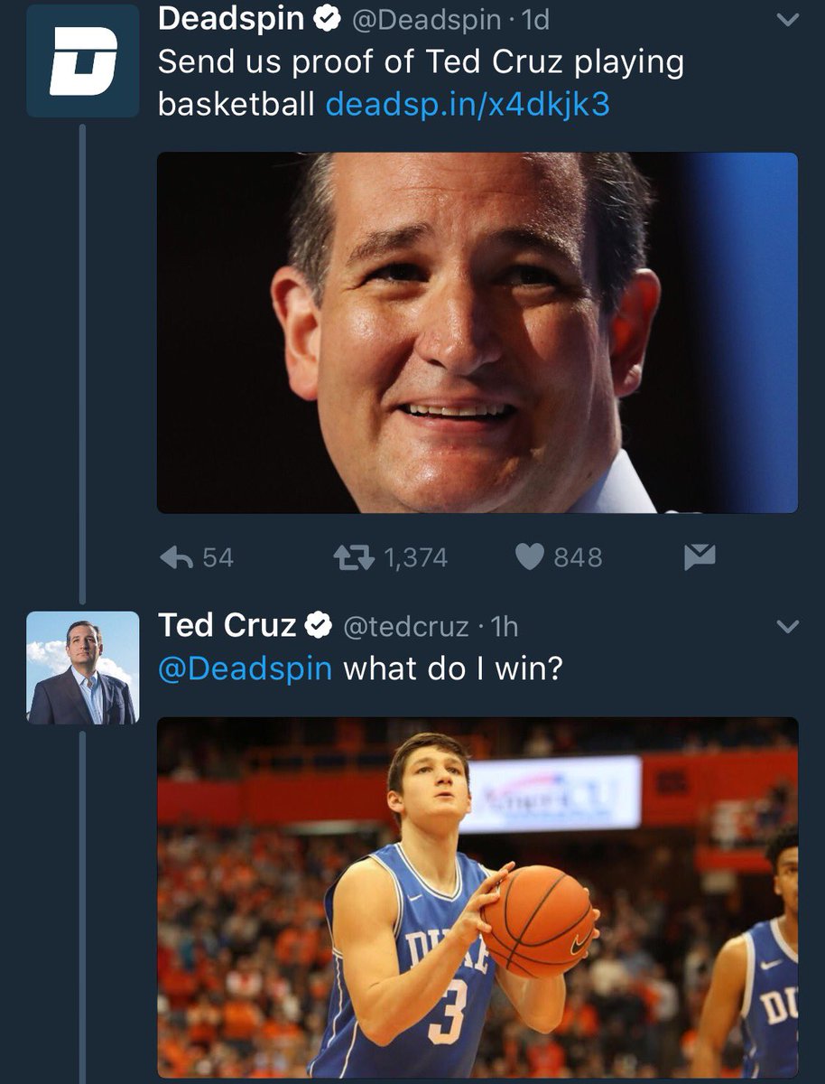 Singlemaltfiend's tweet photo. You can say whatever you want about Ted Cruz's politics, but he just ethered Deadspin. https://t.co/Mlx1Tn0ZX2