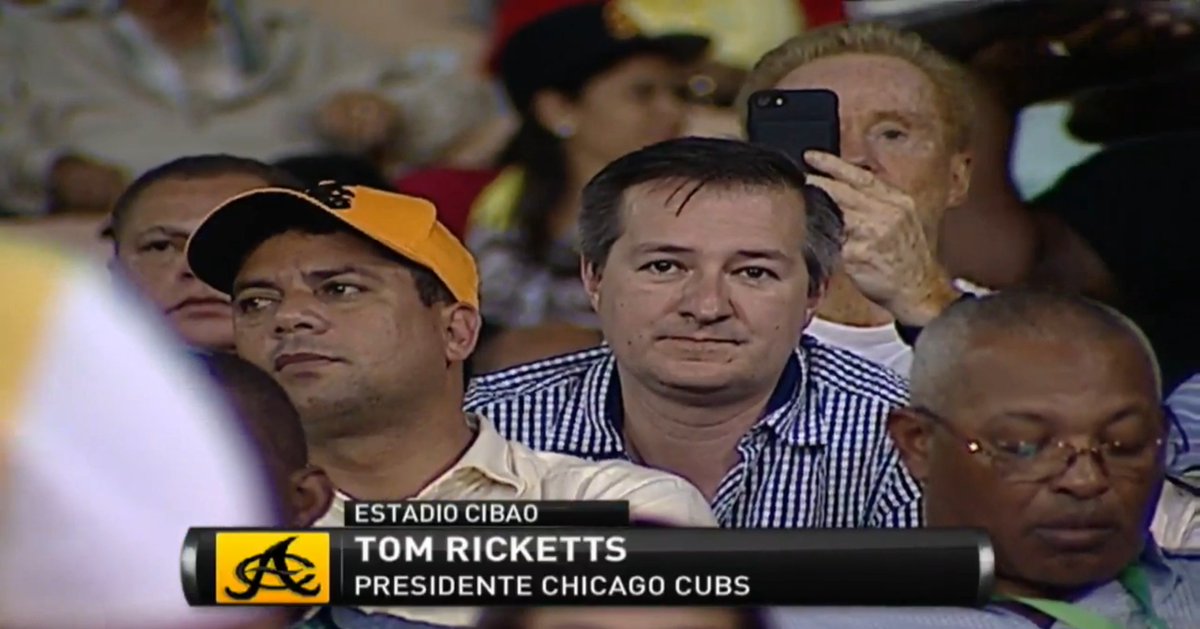 dranomaly's tweet photo. @BleacherNation Tom Ricketts sighting at the Dominican Winter League playoff game tonight. https://t.co/A1WqmNUJbL