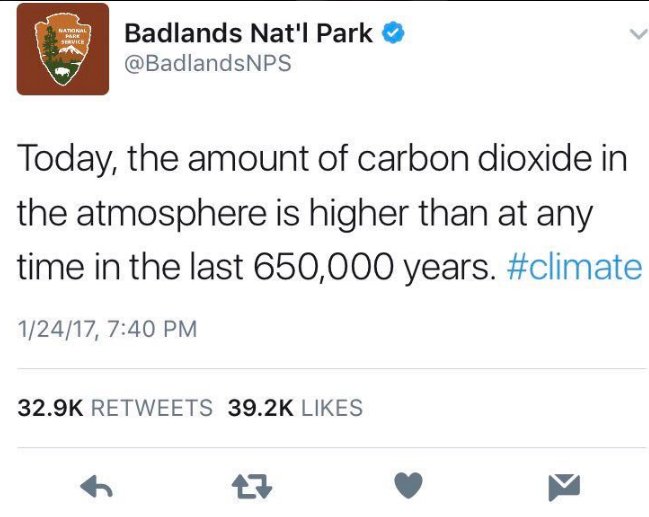 krassenstein's tweet photo. Badlands National Park posted a basic scientific fact that defied Trump. Now, it's been deleted. Retweet anyway. https://t.co/Ed0Xi2IPAz