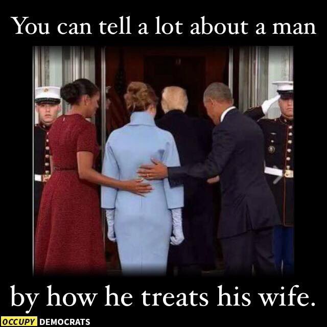 RandyResist's tweet image. The Obamas rush to cover for Trump's lack of grace, common decency.