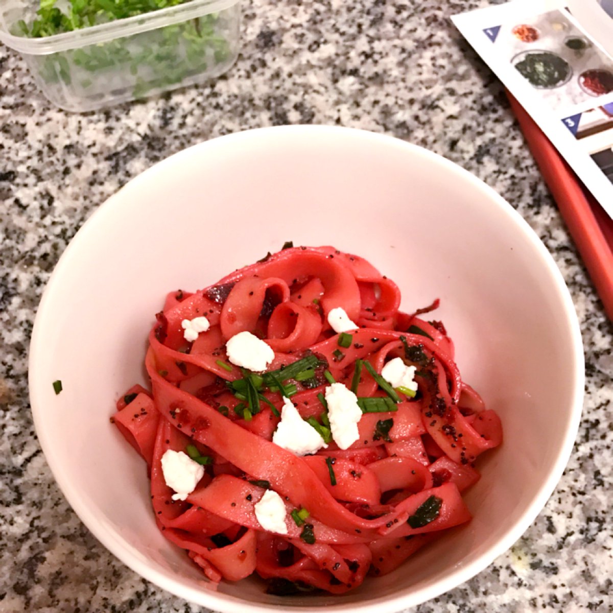 Fresh Fettuccine with Beet, Goat Cheese &amp; Poppy Seeds #blueapron