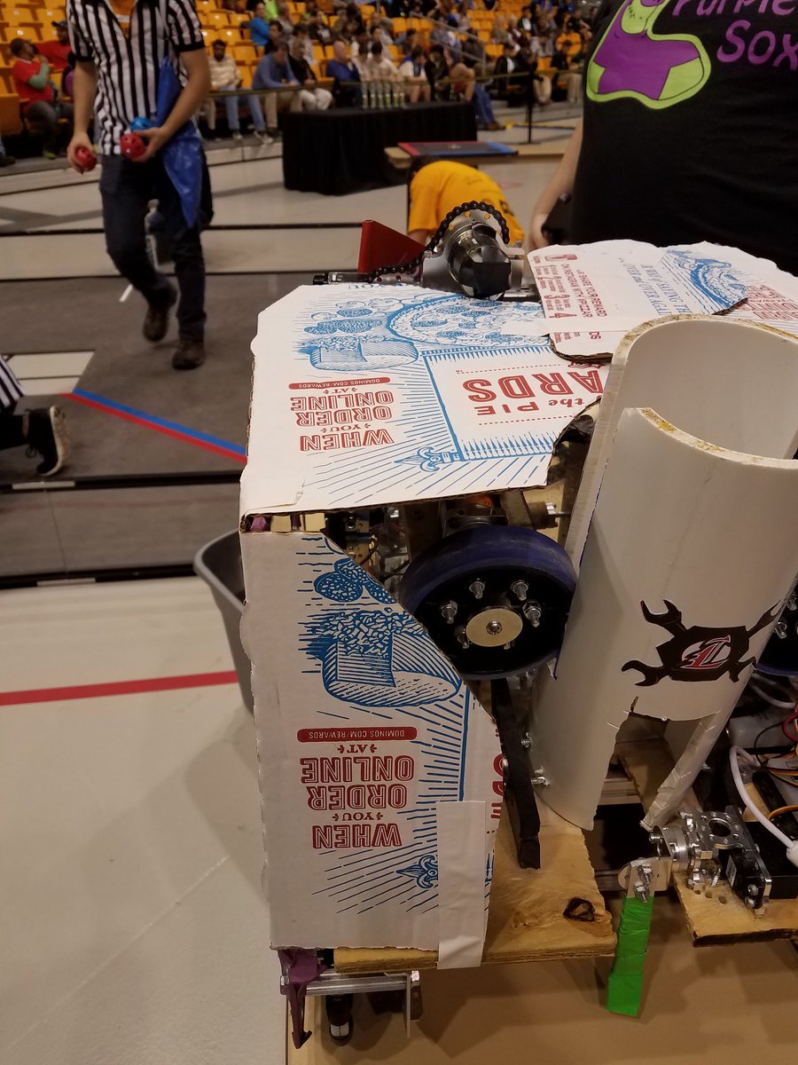 EvilPurpleSox's tweet image. What do you do when you realize you need a robot shield but have limited resources and time #innovate #pizzabot @dominos  @FTCTeams