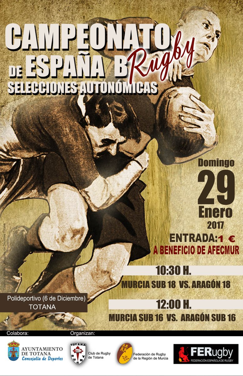 En Totana, el próximo domingo, partido de Vuelta del Campeonato de España de Rugby B entre @ferugbymurcia y Federacion aragonesa. 🏉🇪🇸🏉