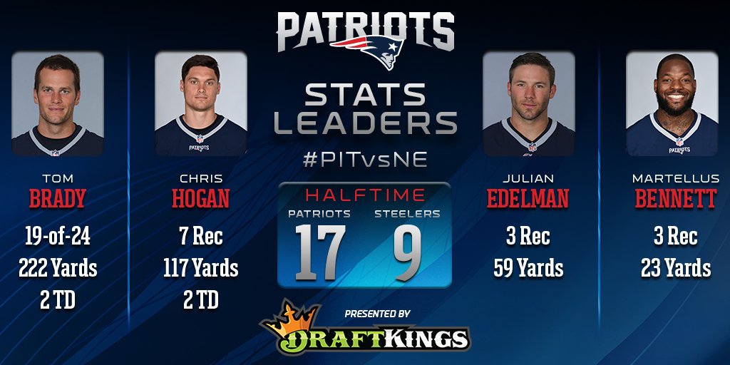 Patriots offensive stats leaders at halftime. PITvsNE New England