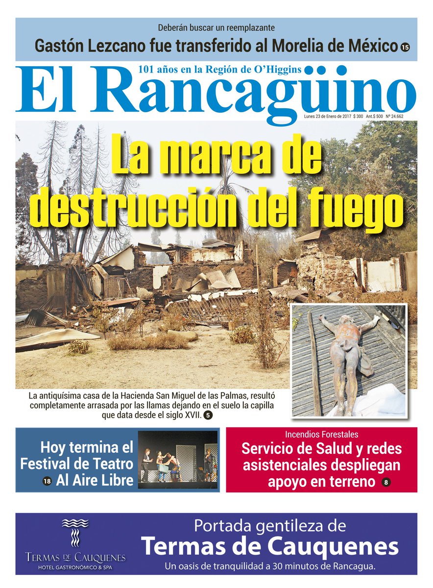 Continuamos informando con verdad y objetividad .La portada de nuestra edición impresa. Temprano en kioskos en las  33 comunas de la Región