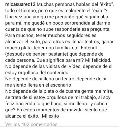 micaela demuestra que sigue siendo la mina sencilla de su primer video, con las cosas claras en su mente, y eso es admirable
