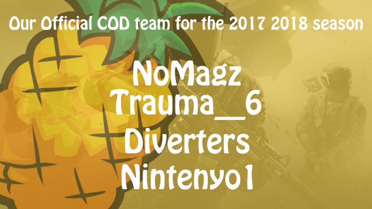PineappleGG_'s tweet image. We would love to announce our official COD team for the 2017 2018 season