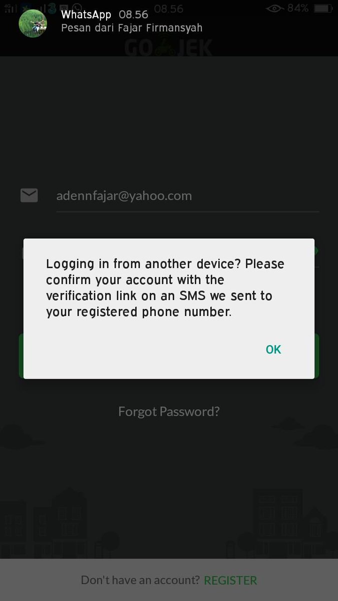 Hallo min @gojekindonesia kok setiap login selalu gagal dan ada tulisan ini. Link yang di sms juga gagal terus. Solusinya gimana ya? Thanks