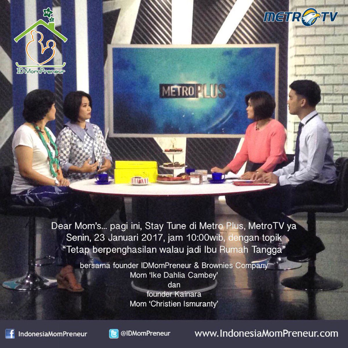 Stay tune @MetroTV jam 10 pagi ini ya Moms..

Semoga bermanfaat 🙏

#IDmompreneur
#BisnisHebatKeluargaDekat