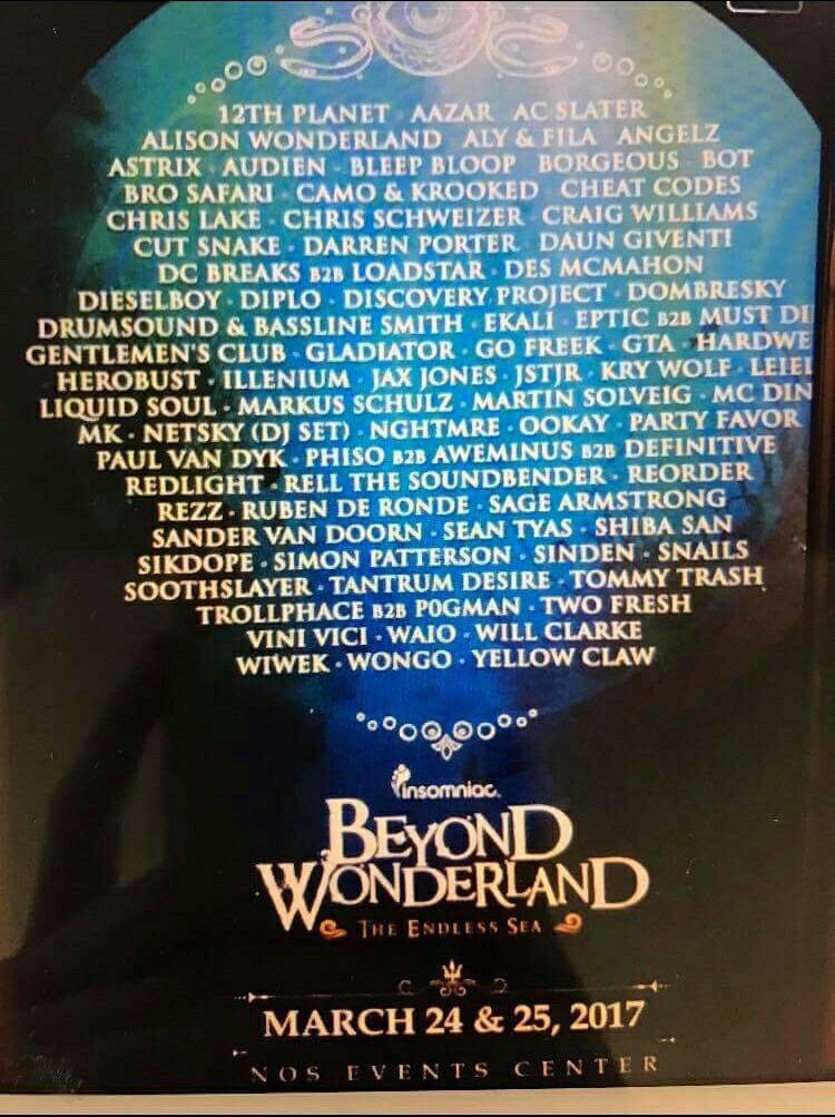 ayyee_jayyy's tweet photo. Leaked Beyond Wonderland lineup 🎉 https://t.co/ySz4OHENpS
