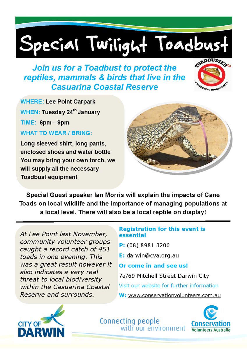 TerritoryNRM's tweet photo. Toad Busting event in #Darwin tomorrow night
#1000sofLocalSolutions
#PeopleOfNRM https://t.co/kXHHKgYsxu https://t.co/uYQn4wTAXp