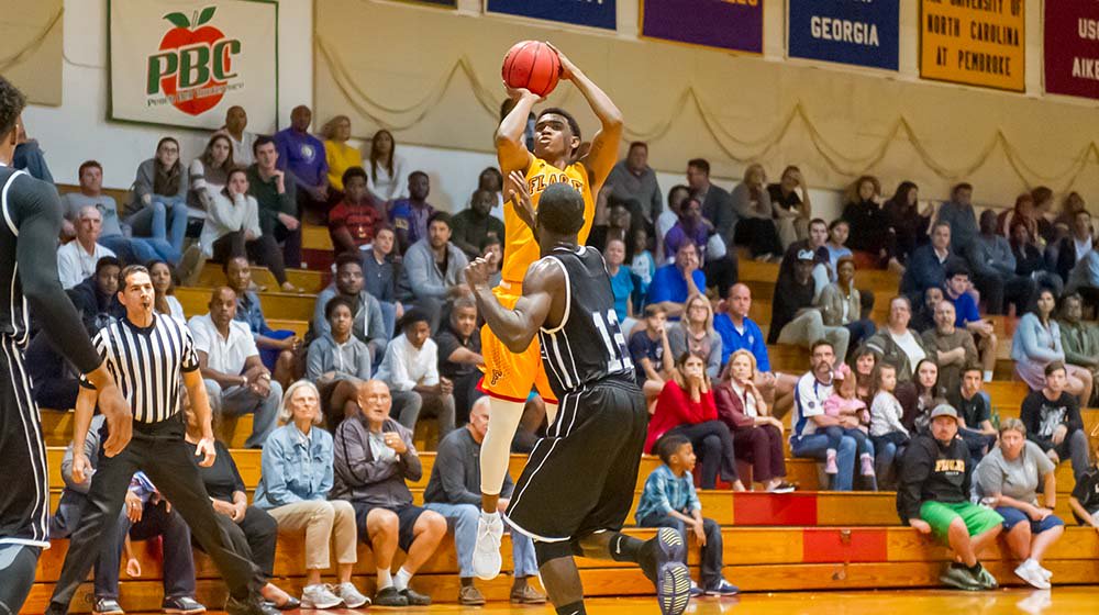 FlaglerSports's tweet photo. AWARD | @FlaglerMBB's Vaughn McCall selected as the @AcademyBus Athlete of the Week. Story: https://t.co/PocXitu2Iw https://t.co/FjZ16dg6F8