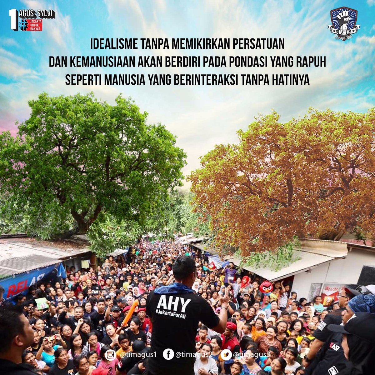 timagus3's tweet photo. Idealisme tanpa memikirkan persatuan dan kemanusiaan akan berdiri pada pondasi yang rapuh.
@AgusYudhoyono #JakartaUntukRayat https://t.co/wNPHLriHla