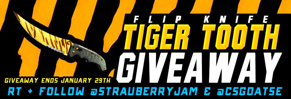 Flip Knife Tiger Tooth Giveaway!

RT + Follow <a href="/StrauberryJam/">Follow @Strubber</a> &amp; <a href="/CSGOatsecom/">CSGOatse</a> to enter

Winner will be pulled next week, good luck!