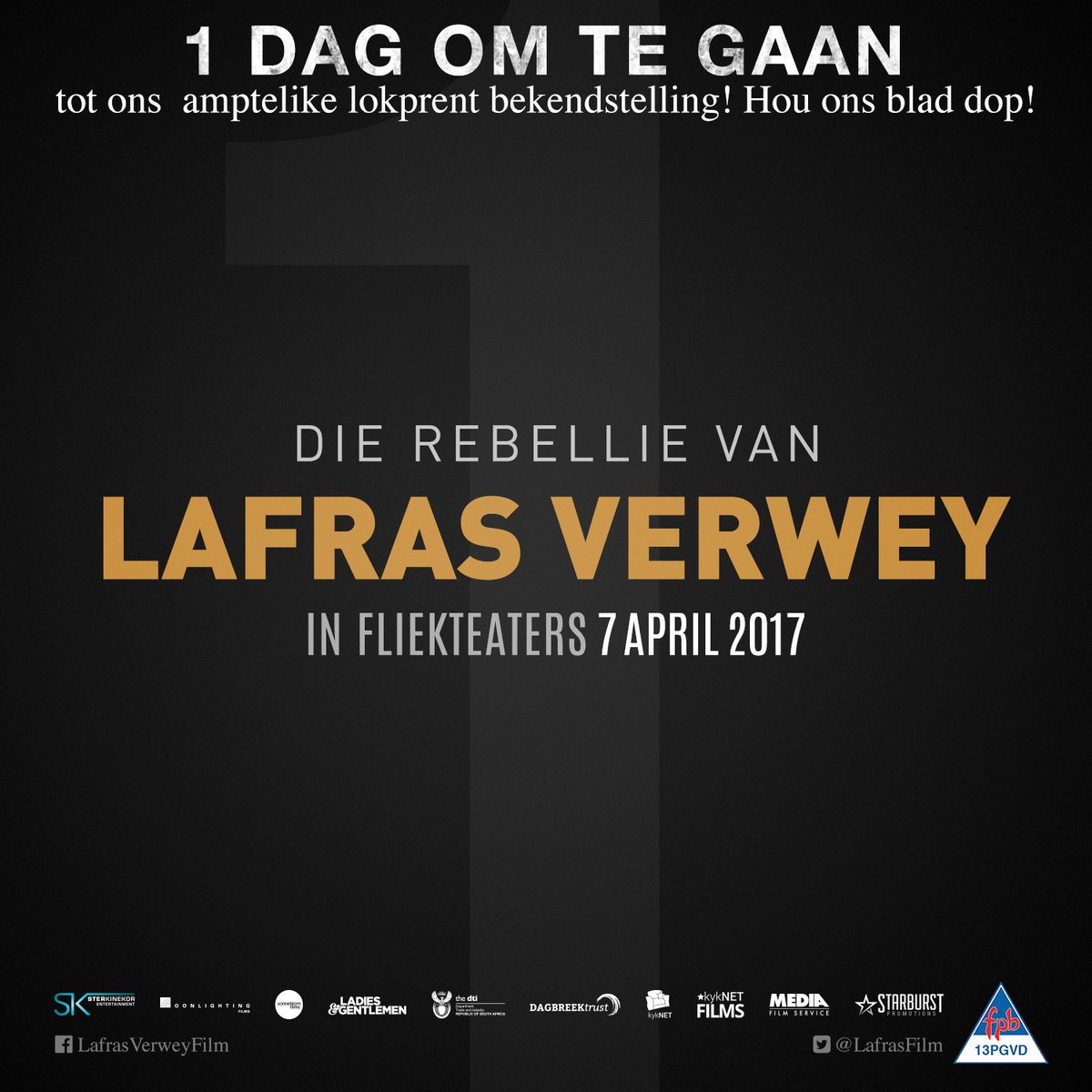 LafrasFilm's tweet photo. Baie opgewonde om môre ons amptelike lokprent met almal te deel! #LafrasFilm #7Apr2017
@kykNETtv @Woordfees @sterkinekor @Afrfilms https://t.co/gYQggXOO5v