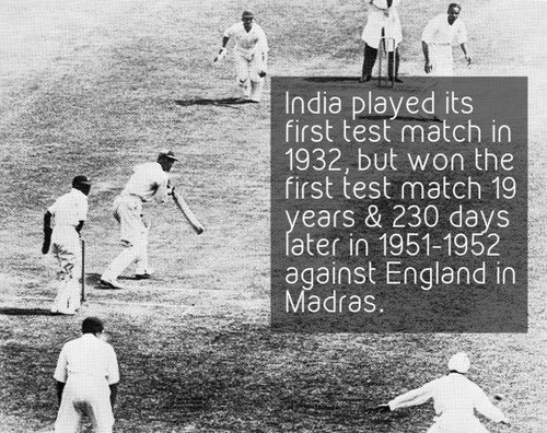 UPSC2023's tweet photo. India played its 1st test match in 1932 but won the first test match in 1951-52 against England in Madras(Chennai). https://t.co/spvsJ33Dv7