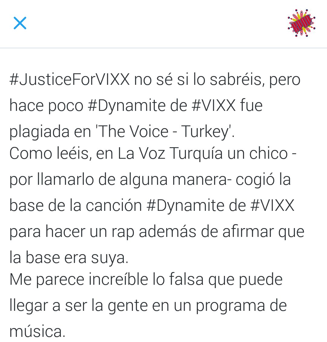 PeriodicoKpop's tweet photo. #JusticeForVIXX no sé si lo sabréis, pero hace poco #Dynamite de #VIXX fue plagiada en 'The Voice - Turkey'. https://t.co/hco0GmlxTk