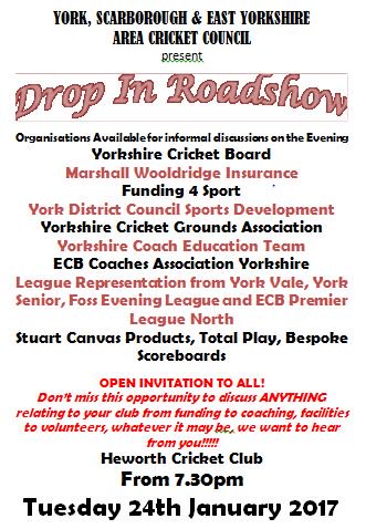 CLUBS! DONT FORGET THE DROP IN CENTRE TOMORROW EVENING AT <a href="/HeworthCC/">Heworth Cricket Club</a> , <a href="/CityofYork/">City of York Council</a> @Yorkshirecb @HuntersYLN <a href="/YDSCL/">رودي🌜</a>