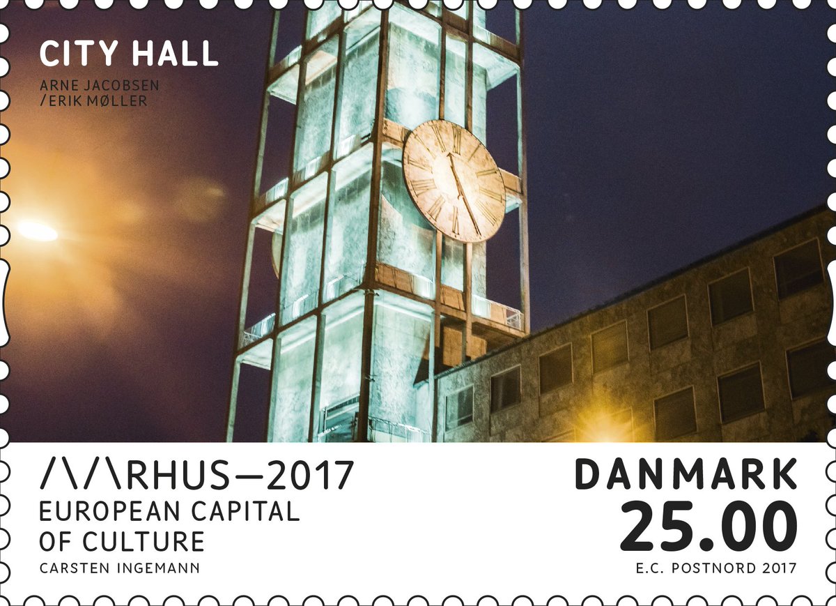 postdanmark's tweet image. Nye frimærker hylder Aarhus som kulturhovedstad. De kan købes fra 30. marts og bruges til en hilsen til venner og familie over alt i verden.