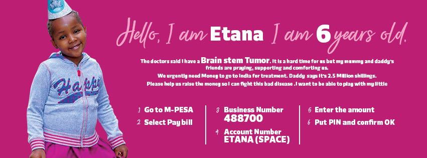 yegonemmanuel_'s tweet photo. Help relieve her from the pain, restore her smile. She is only 6
Business number: 488700
Account number: ETANA(Space)
#GetWellEtana https://t.co/W9o4tkRzA0