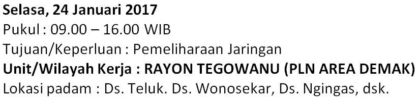 plnuidjateng's tweet photo. #infoPLN #Pemeliharaan #Listrik|Selasa,24Jan17 #tegowanu @ganjarpranowo @JatengTwit @SeputarPWDD https://t.co/Lgq6x4W7ob