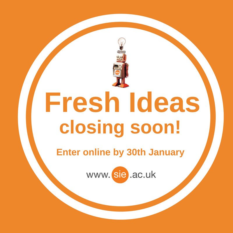 One week to go! Enter #SIEFreshIdeas online here: goo.gl/Gsah4H