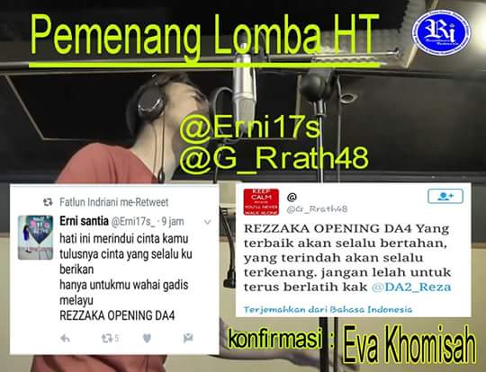 Untk <a href="/Erni17s_/">Erni santia</a>  &amp; <a href="/G_Rrath48/">Be a Brilliant Fan</a> slmt mndptkn tiket konser <a href="/DA2_Reza/">ReZa zAKarya DA2</a>  silahkan Hub panitia di FB selamat &amp; terima Kasih