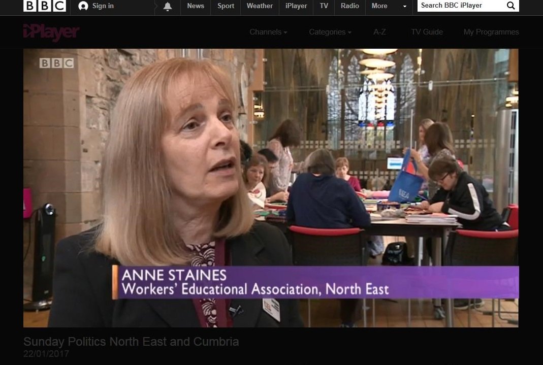 WEAadulted's tweet photo. WEA in the news: #BBCSundayPolitics - Anne Staines from @WEANorthEast on the need to safeguard #AdultEducation https://t.co/hliEWbtL9G 46.34 https://t.co/tY7ErmqWs7