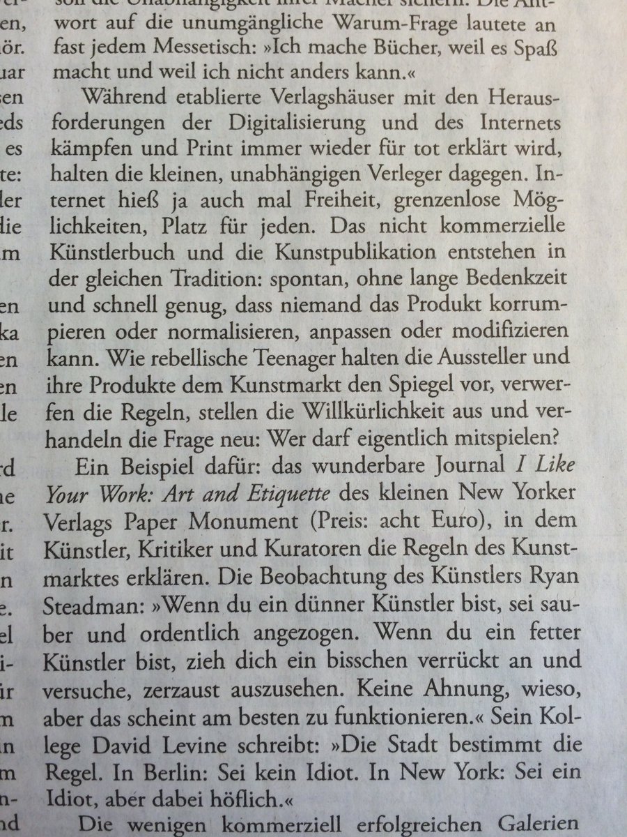 TimmTobias's tweet photo. Freunde aus Papier: @CarolinRita über idealistische Kunstbuchmacher und ihre Messen in der akt. @DIEZEIT S. 48 #printlebt #KarlMarxismybitch https://t.co/s49YehEtTE