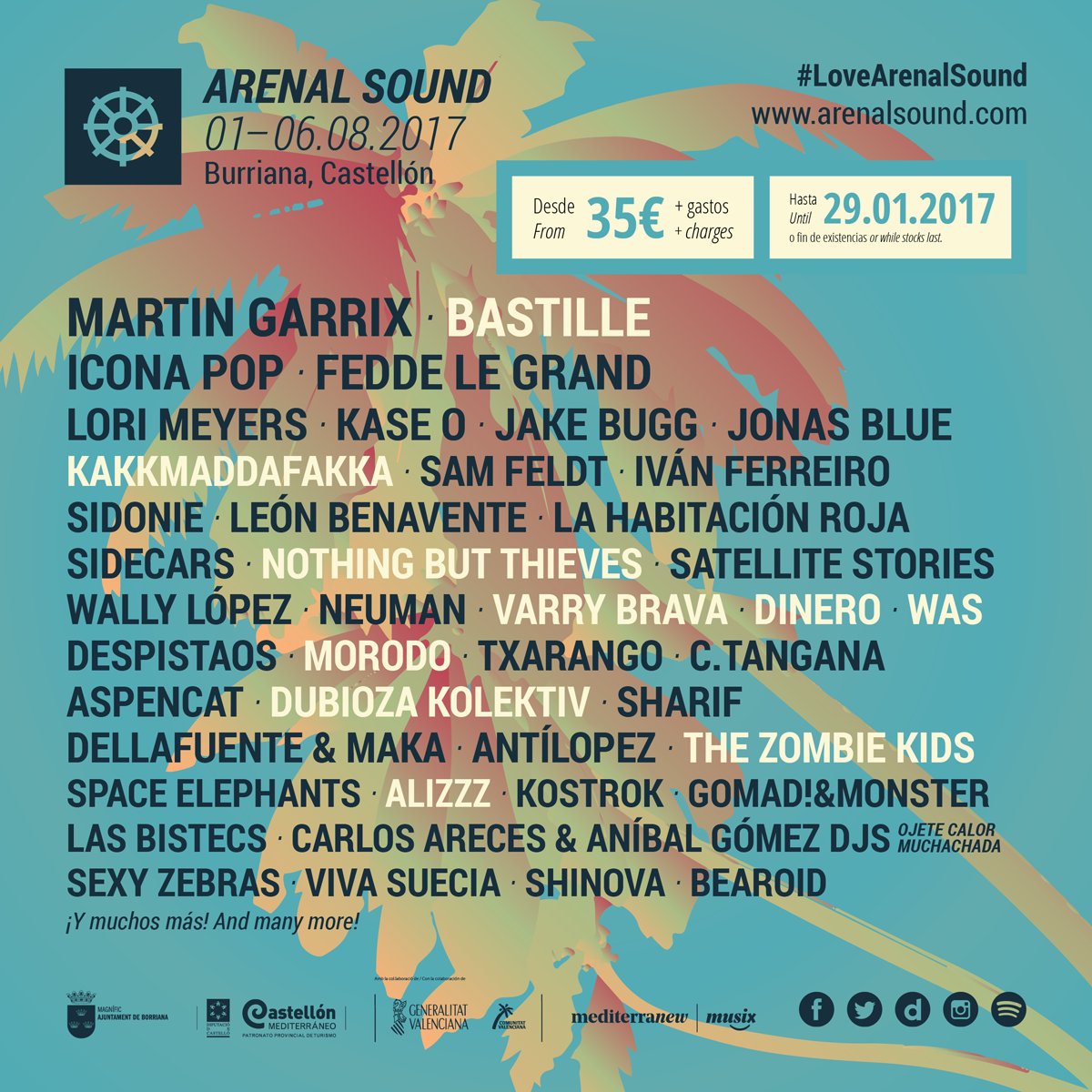 ArenalSound's tweet photo. Así queda el cartel de #ArenalSound2017 tras las nuevas incorporaciones! Muy pronto, MÁS CONFIRMACIONES! https://t.co/xIJl8dE94e