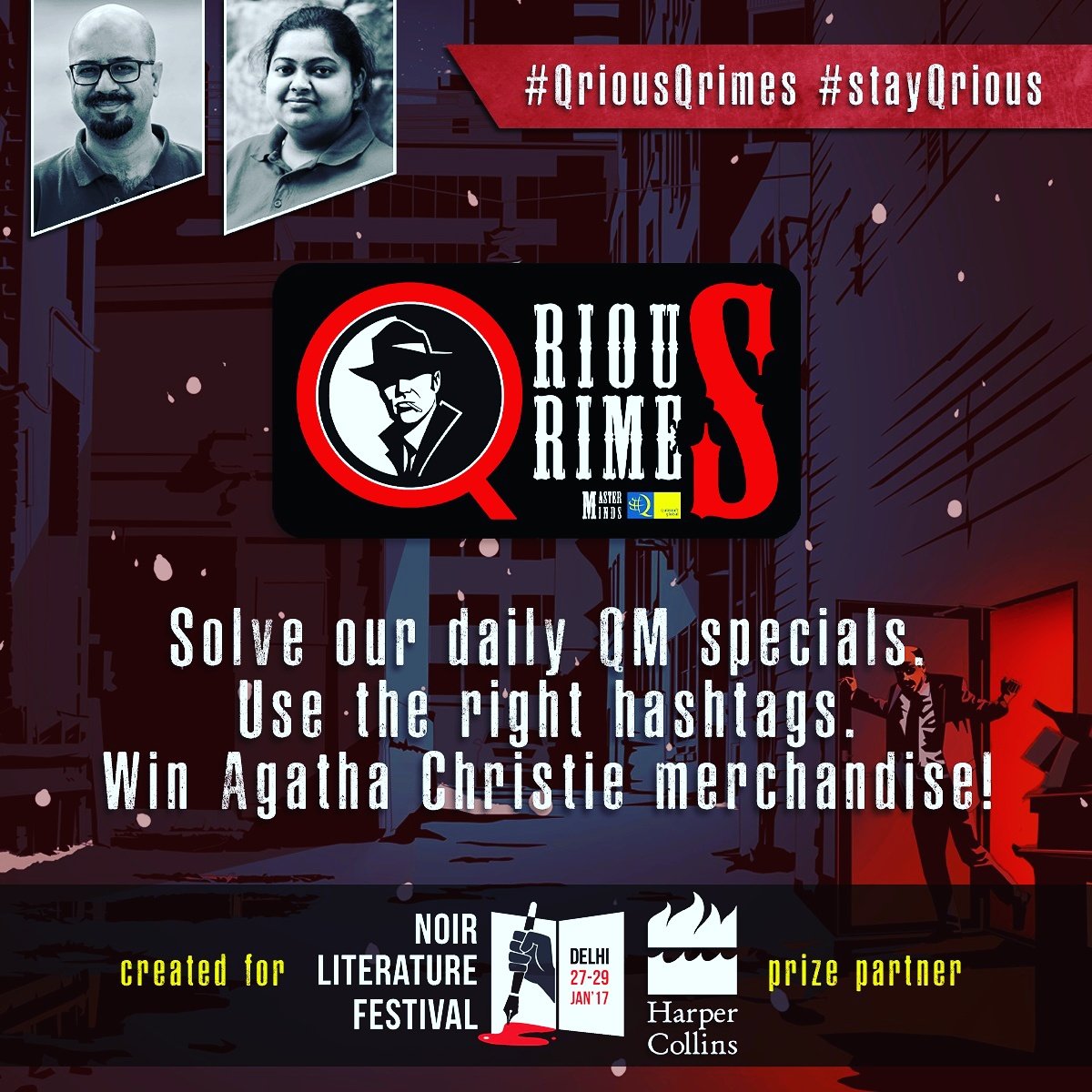 whysoqriousREAL's tweet photo. QM @aditmubayi is here to test you on #QriousQrimes! Answer daily on our insta handle and win awesome prizes! @SiyahiJaipur @noirlitfest https://t.co/vJMtqCMJD0