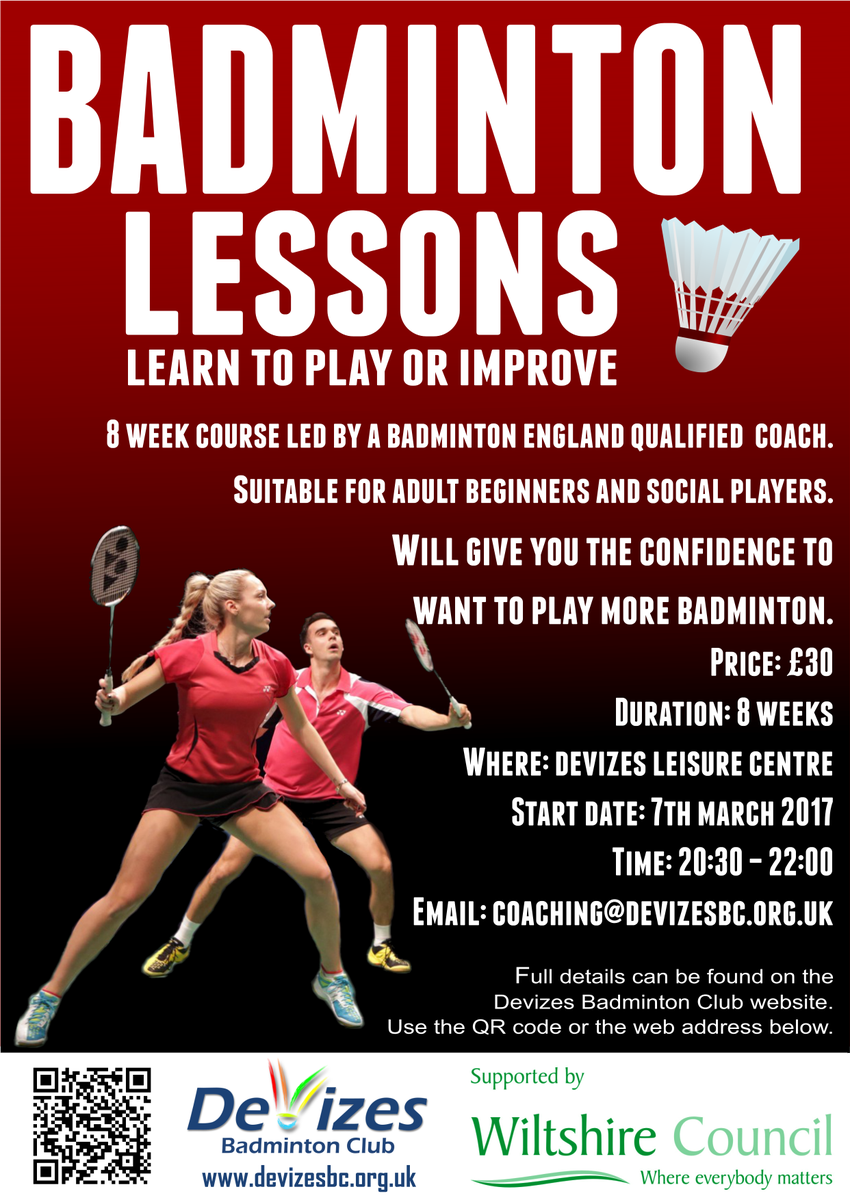 devizes_bc's tweet image. Badminton course for beginners and social players wanting to improve.