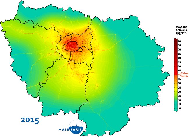 C_Najdovski's tweet photo. @marcand92 @KinstlerPatrick Pour Paris trafic routier source principale de pollution. Avec effets sur centre de la carte en moyenne annuelle https://t.co/7QMYvDGqL8