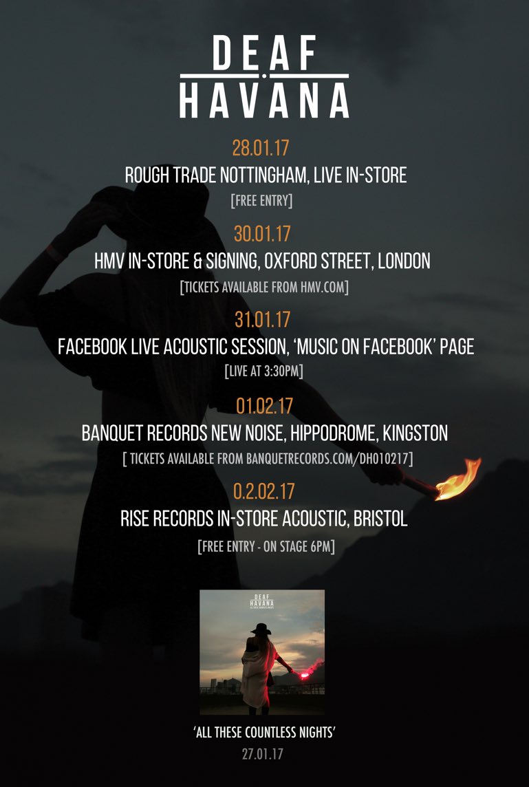 Our new album #AllTheseCountlessNights is released this Friday, and we have some special signings and performances lined up.