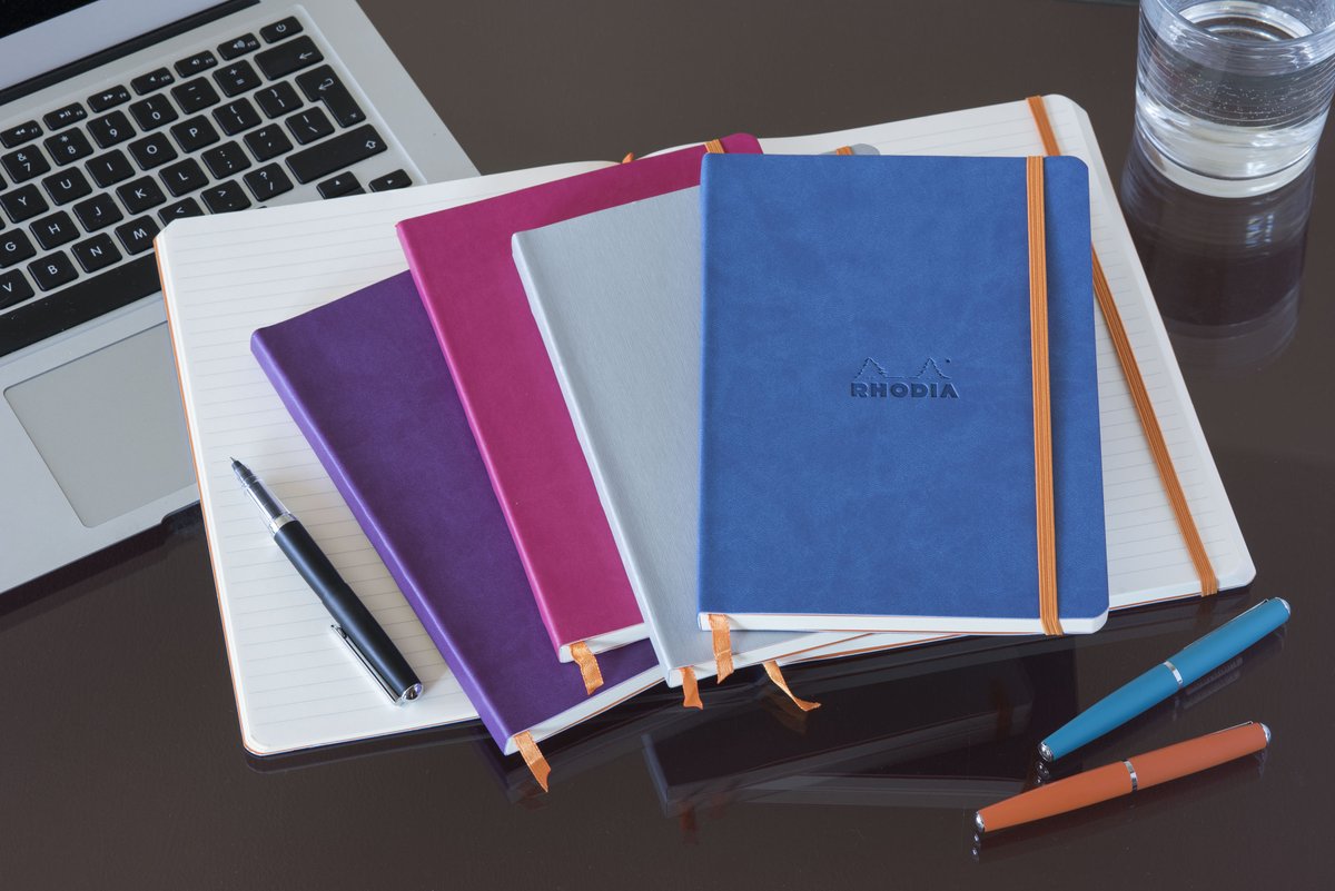 Comp_business's tweet photo. We love these brand new soft cover Rhodia notebooks. Choose from silver, sapphire, purple and raspberry #NotebookEnvy https://t.co/unfdcSHKac