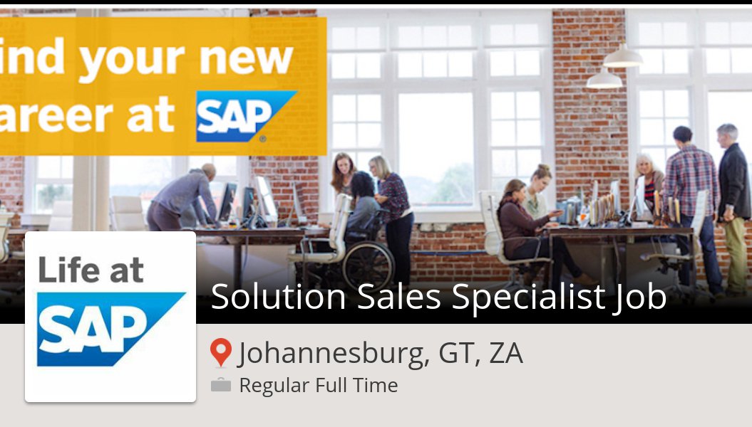 Chrisvdmerwe_'s tweet image. Solution #Sales #Specialist Job at #SAP in #JohannesburgGTZA #job workfor.us/lifeatsap/qs5ku #JobsatSAP