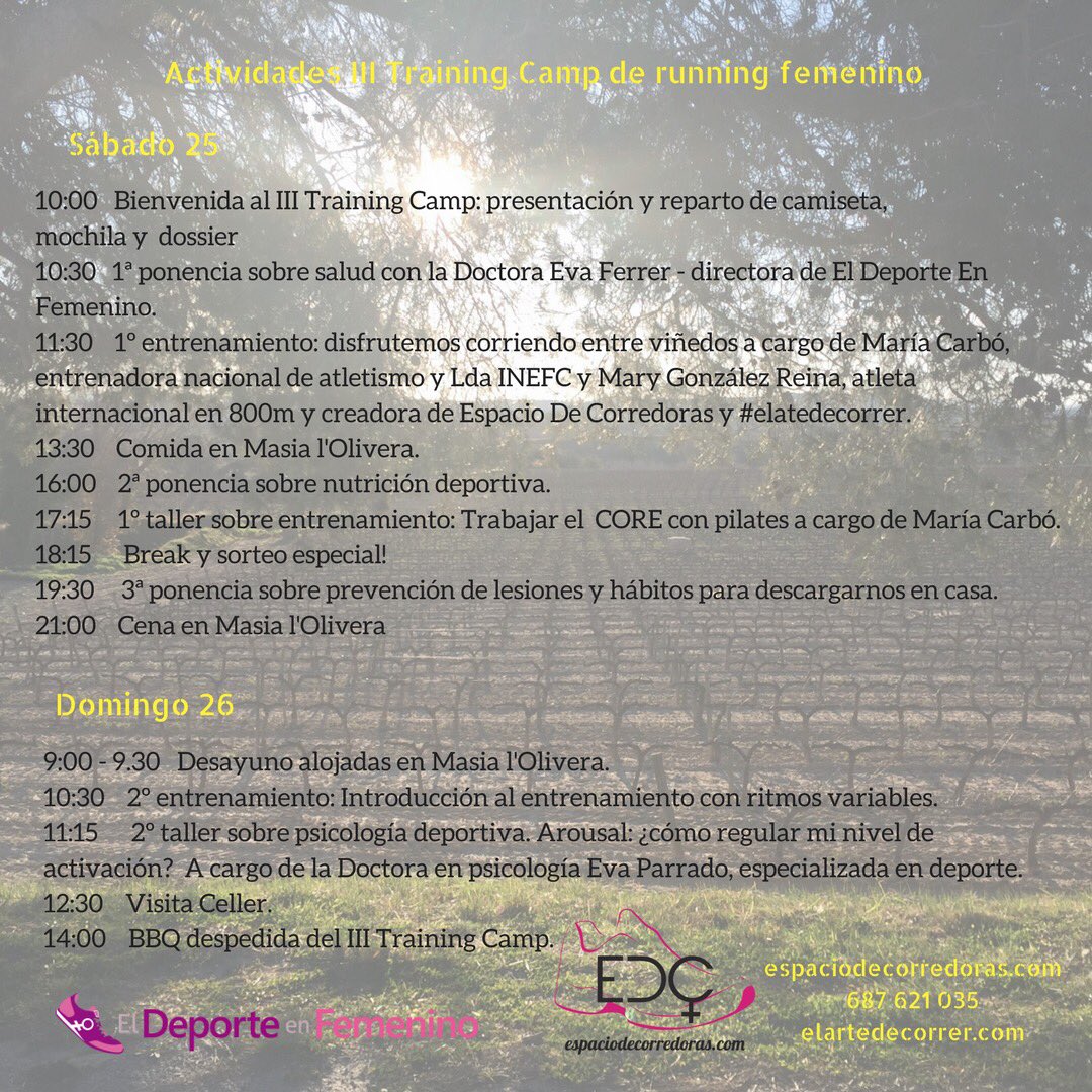 EDCorredoras's tweet photo. Nuestro III Training Camp, no te lo pierdas! Si quieres recibir más información déjanos tu email: https://t.co/wWAjCmYv13 #trainingcamp https://t.co/etmICLtp6W
