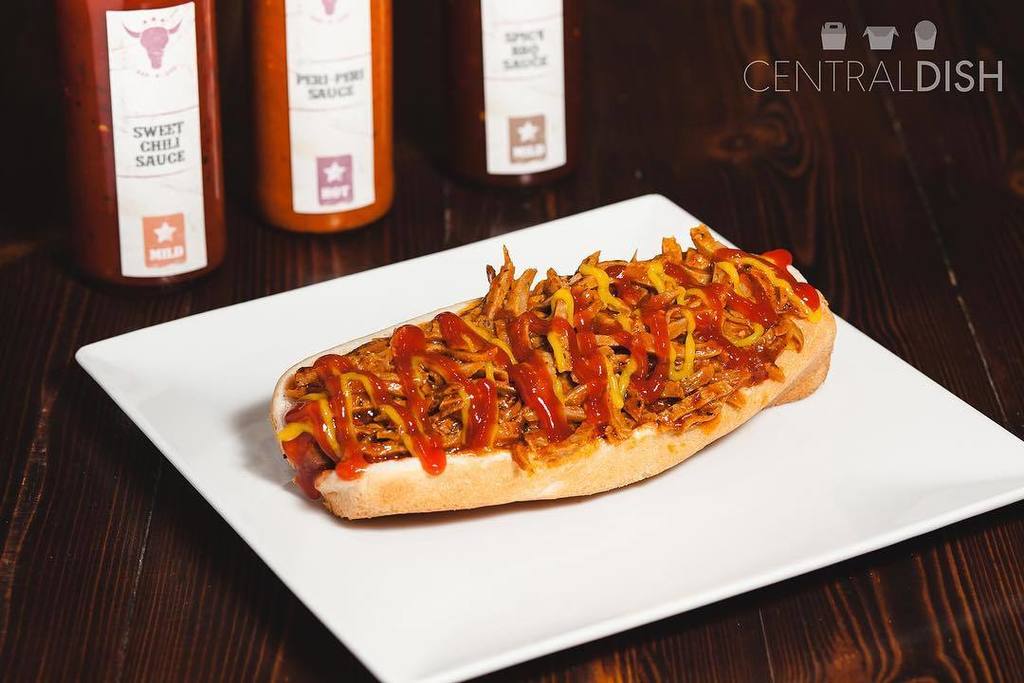 CentralDish's tweet photo. We'd kill for a hot dog right now, especially if it's smothered in pulled pork. Get £10 of… https://t.co/mmbzPsD38j https://t.co/aFZLQxdANp