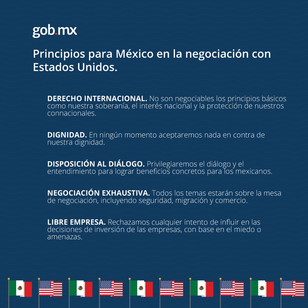 El Presidente <a href="/EPN/">Enrique Peña Nieto</a> detalla los principios de negociación con el gobierno de los EU. gob.mx/presidencia/