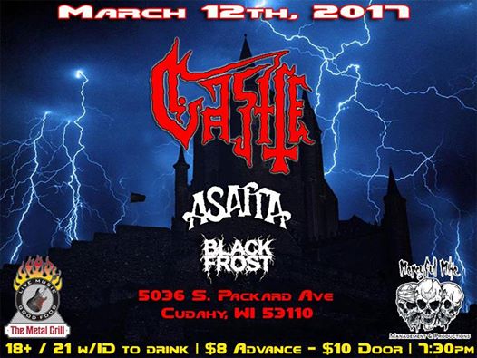 heavyCastle's tweet photo. Cudahy, WI @TheMetalGrill @heavyCastle w/ @asattadoom and #BlackFrost. Sunday March 12. #StillReapingTour https://t.co/XEpglxhRtA https://t.co/ROAFdOTN9h