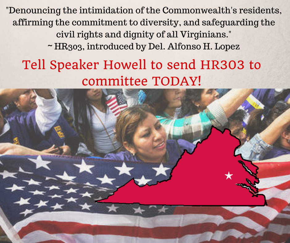 VAconsumervoice's tweet photo. Tell @SpeakerHowell to send HR303 intro'ed by @Lopez4VA to committee TODAY! #welcomingVA https://t.co/eIVQ0tzvfH https://t.co/Nr5OlS1oEf