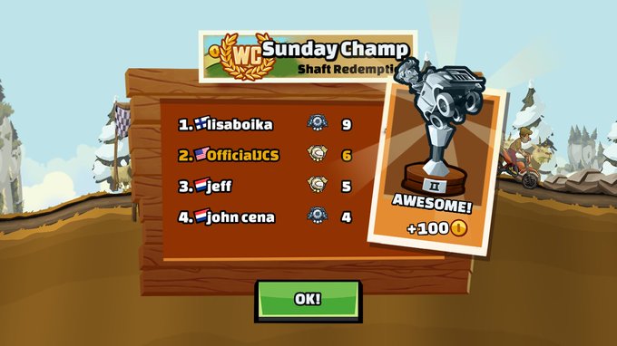 Was enjoying my morning hill climb 2 when I noticed something it was @JohnCena lol! #HillClimb2 #JohnCena<a href="/tag/johncena"class="tags"><span>#johncena</span></a><a href="/tag/jewelcitysnake"class="tags"><span>#jewelcitysnake</span></a><a href="/tag/hillclimb2"class="tags"><span>#hillclimb2</span></a>