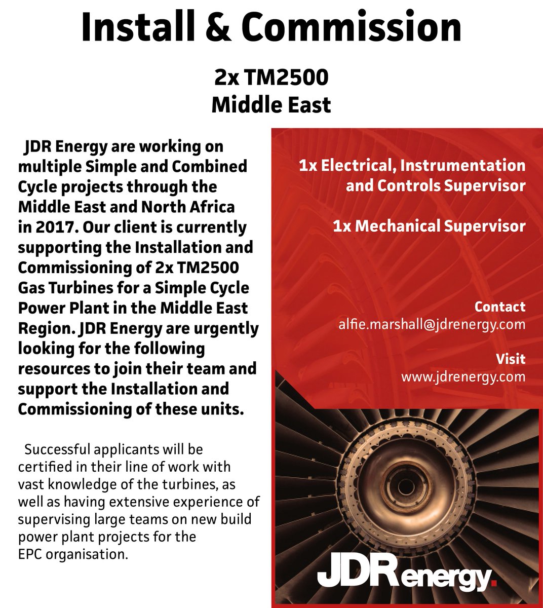 JDRossEnergy's tweet photo. We have a number of urgent roles for the installation and commissioning of #TM2500 #gasturbines in the Middle East. https://t.co/MMDMuNUE5b https://t.co/5J0Xuv9xLD