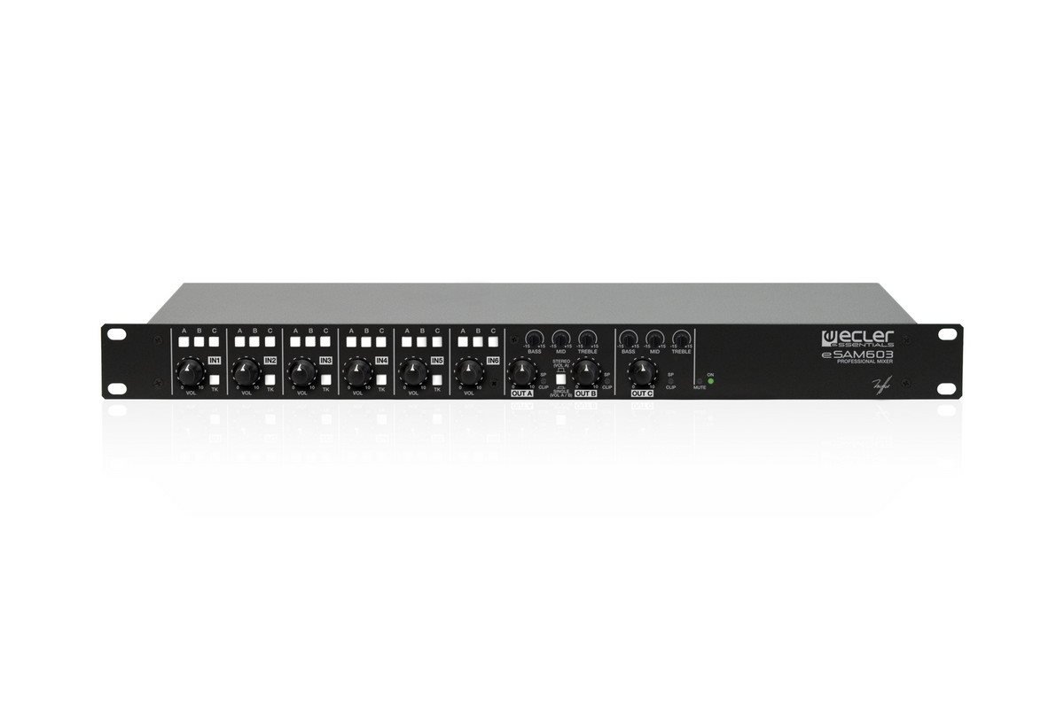 Nieuw: Ecler essentials eSAM603 analoge installatie mixer. Eenvoudige bediening, de ideale installatie oplossing van kwaliteit en eenvoud.