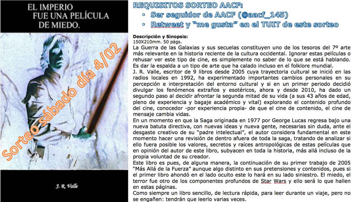 aacf_145's tweet photo. ¡Participa! #SorteoAACF el libro "EL IMPERIO FUE UNA PELÍCULA DE MIEDO"> Detalles en tuit anclado en nuestro perfil: https://t.co/m46BXy2y9F https://t.co/mJ2V5yxm9w