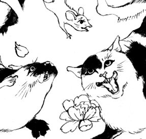 がくせいの時描いた猫とかねずみだニャン  #miyumos絵 
