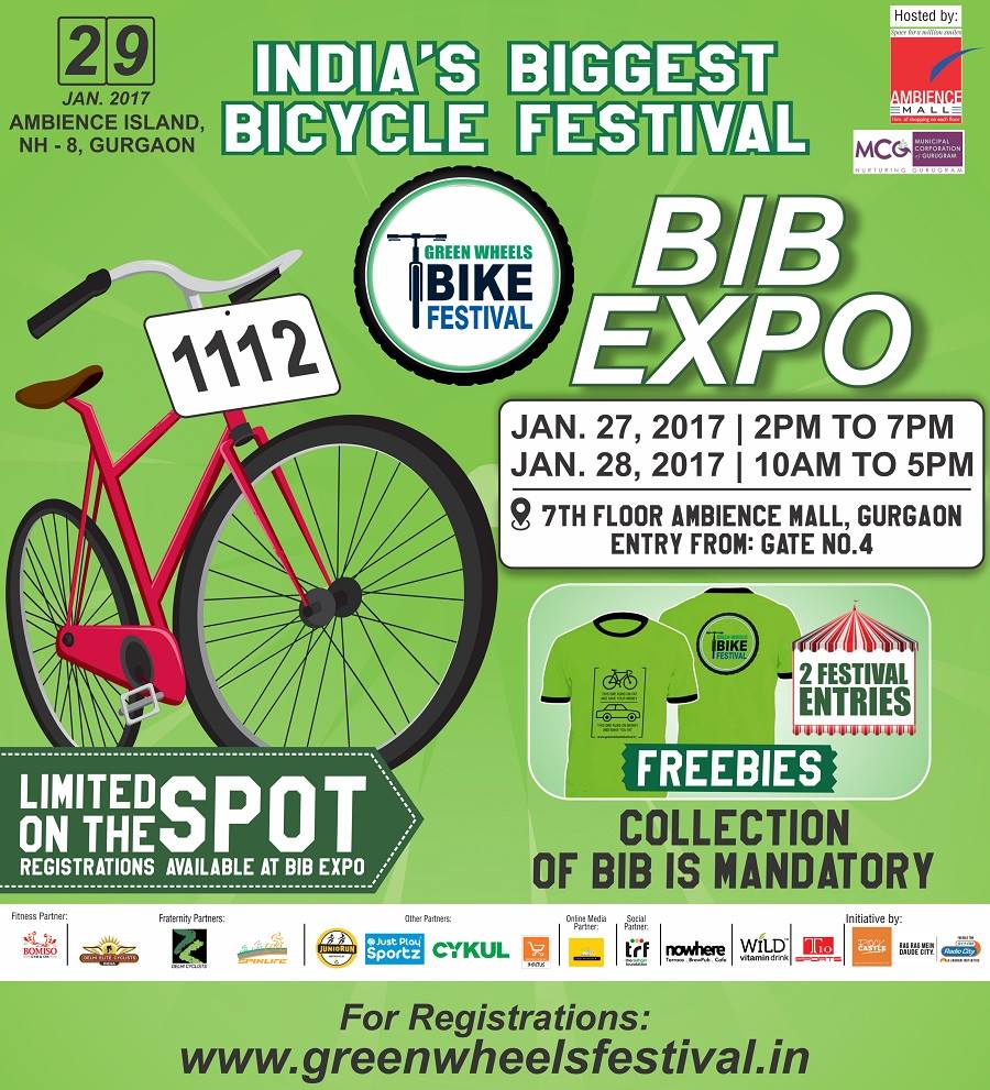 greenwheelsfest's tweet photo. Thnx 4 an overwhelming response. All registered participants R required 2 collect their Bibs before d festival #GreenWheels #BibExpo. https://t.co/DUcG895mAS