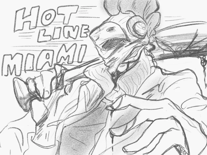 ずっと描いてみたかったホットラインマイアミのニワトリさんだよぉ 